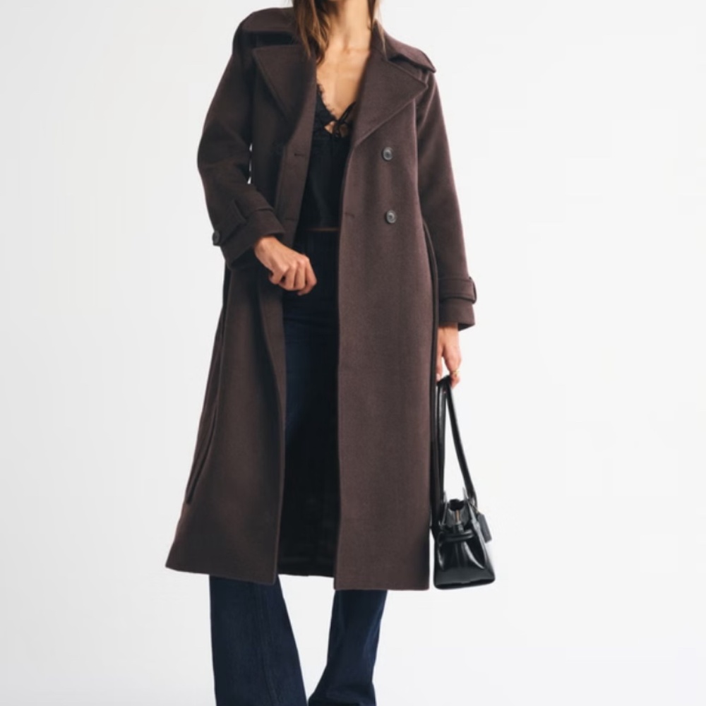Abercrombie and Fitch Carrie Wool Blend Trench Coat